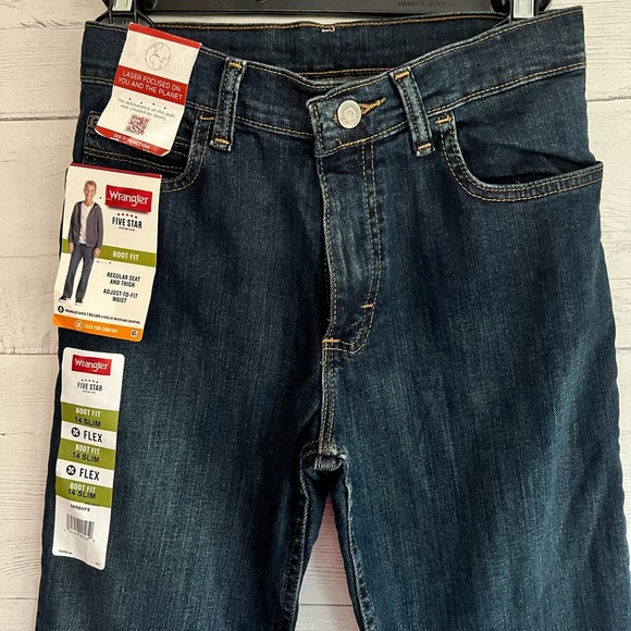 Wrangler Boy's Jeans Five Star Boot Fit Flex Size 14 Blue Slim Husky –New w/Tags - Picture 3 of 13